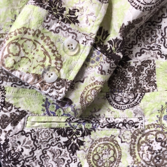 New - CHRISTOPHER & BANKS Green, Lavender, Tan Peplum Button Front Jacket Size L - Picture 4 of 8